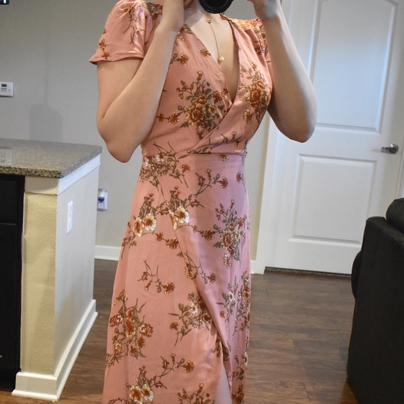 Floral Pink Maxi Wrap Dress - Picture 4 of 6